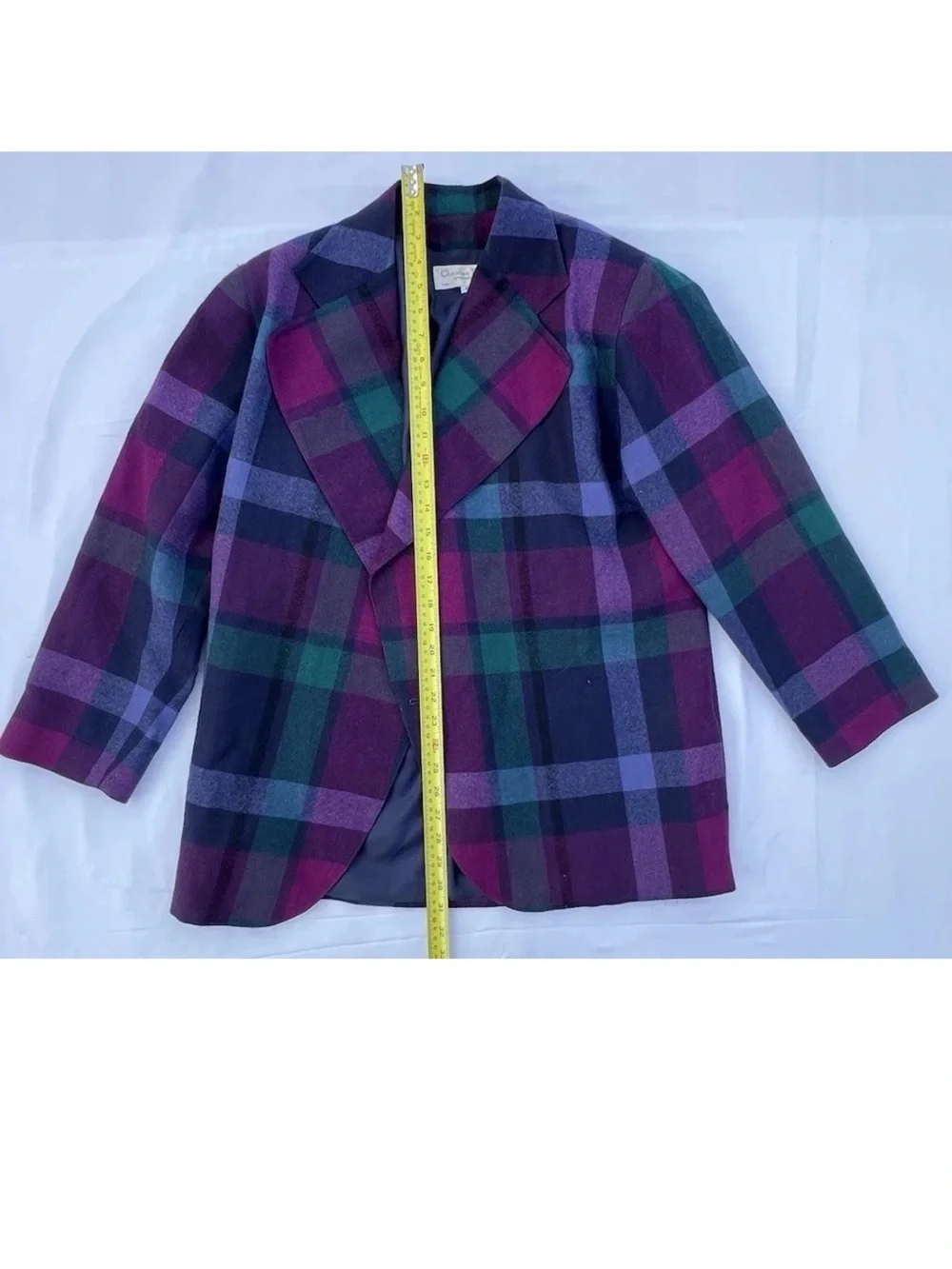 Vintage Christian Dior Wool Plaid Blazer Women’s 6 Purple Blue